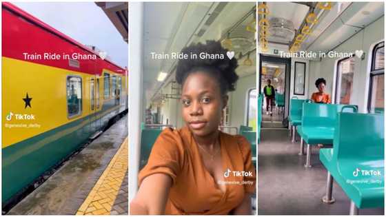 Lady shares a video of her experience riding a train showing neat interior and comfortable ride in Ghana