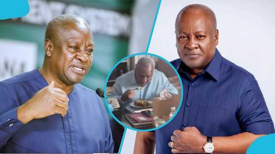 President Mahama storms simple restaurant to eat, Ghanaians react: "This is so unprofessional"
