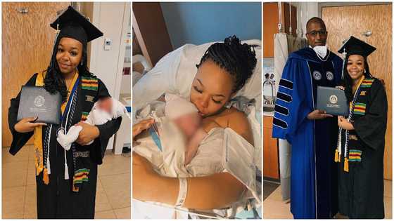 University presents new mum her degree at hospital after she went into labour on graduation day, photos emerge