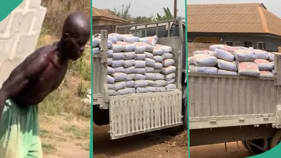 Nigerians donate money and start a business for an older man seen moulding blocks