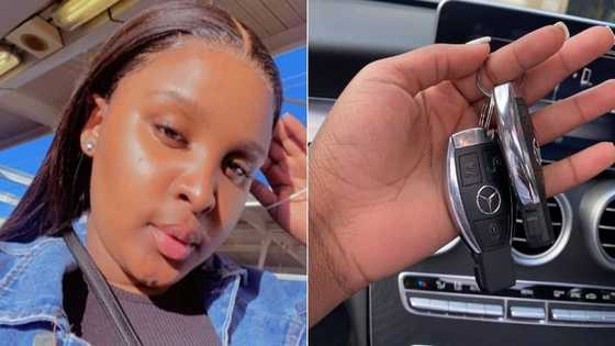 Money talks: Woman officially owner of flashy Mercedes-Benz shows off new whip in photos