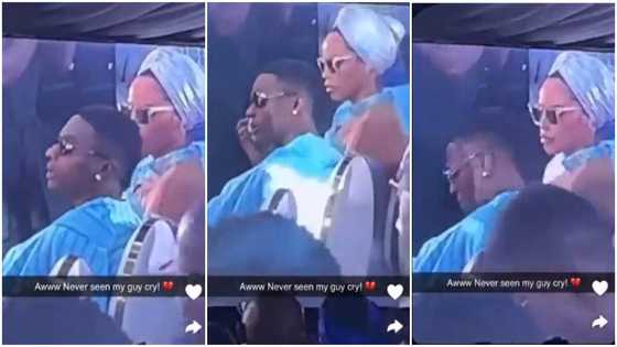 Wizkid seen crying deeply at his late mother’s burial, fans react to touching video: “He’s so hurt”