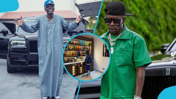 Shatta Wale displays expensive collection of liquor worth thousands of dollars