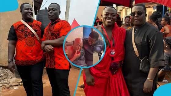 Oheneba Jude moved to tears as he consoles Osanju's grieving father at home, video breaks hearts