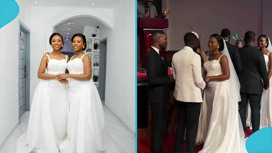 Ghanaian twins marry on the same day, explain why in adorable video