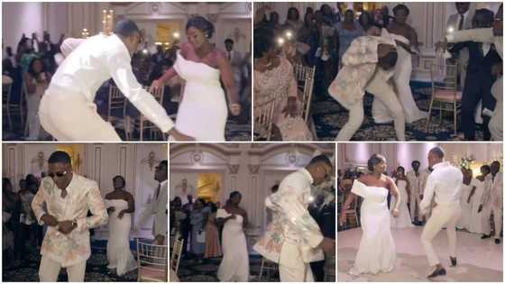 Man pulls off cloth during wedding ceremony, shows he means business as he dances with beautiful lady in video