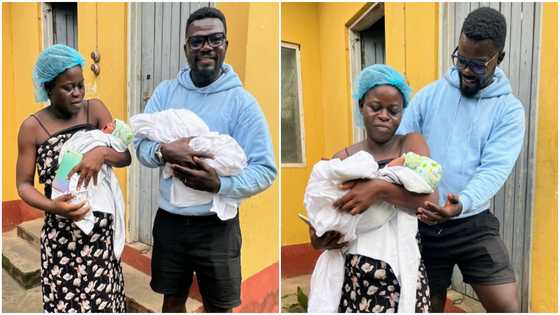 Photos capture woman and her girls as Ghanaian couple welcomes their first-ever twins