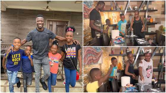 Kwaku Manu plays Flip The Bottle with his 4 adorable kids in beautiful video