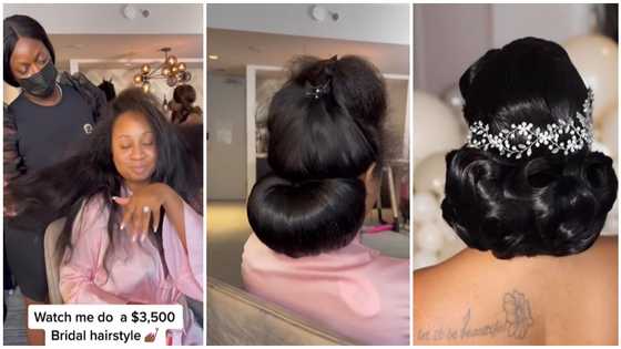 Money dey: Pretty bride's wedding hairstyle priced at Ghc50,000 wows many online