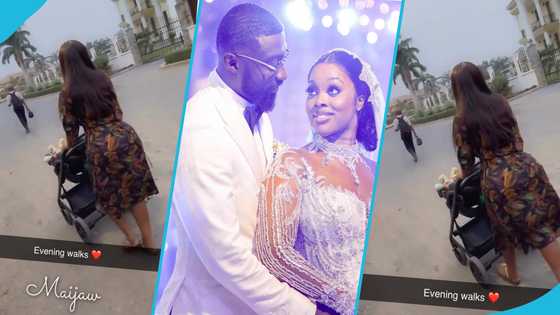 Kojo Jones' wife flaunts massive behind as she takes their baby for a stroll in a video
