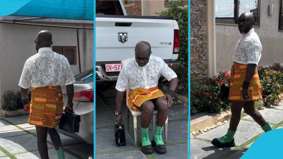 Osebo the Zaraman rocks kente skirt in video, pairs it with floral top and leather bag