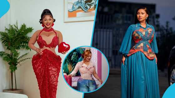 Nana Ama McBrown looks flawless in a stylish corseted jumpsuit and blonde hairstyle