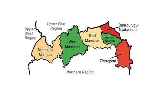 List of districts in the North-East Region of Ghana