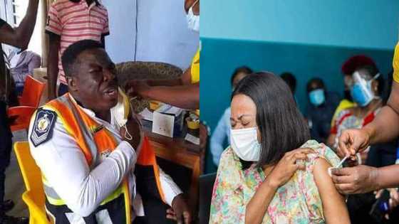 Hilarious photos & videos of Ghanaians receiving COVID-19 vaccine crack ribs online