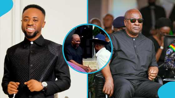 Fire Oja meets John Mahama after doom prophecy, Gets excited as they shake hands