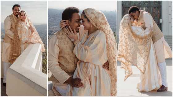 So cute: Beautiful photos pop up as interracial couple marries in perfect traditional outfit; peeps react