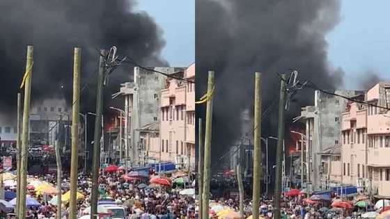 Video drops as fire sweeps through Makola market; destroys shops and goods