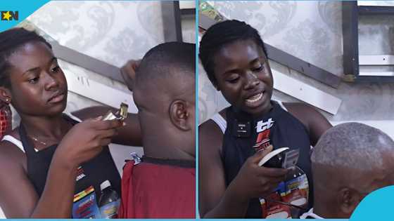 17-year-old Ghanaian girl quits school to become a barber, video of her working joyously trends