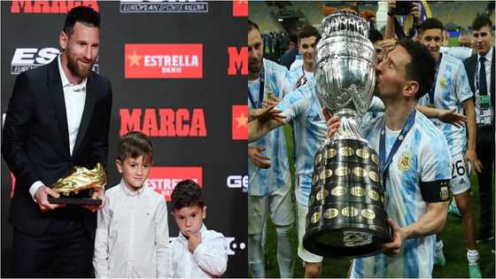 Messi stunned as his son shows great skills in a football game involving his brother, dad and friend