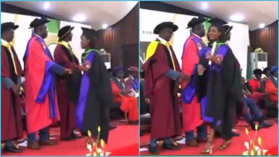 KNUST: First class graduate snubs professor during graduation ceremony handshake, video trends