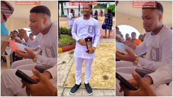 Funny moment: Man was announced as best graduating student while he was eating jollof rice