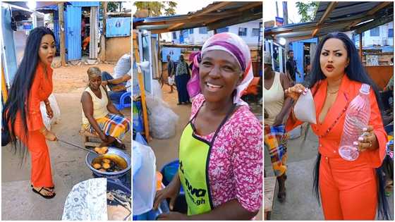 Nana Ama McBrown fries koose by the roadside like a pro; Amelia serves her huge koko