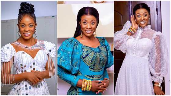 Diana Asamoah is the most fashionable gospel musician as she slays in white gown made with glass