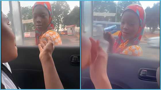 Kind street beggar stirs emotions as she offers lady who asked her for money GH¢5 note:" She's so kind"