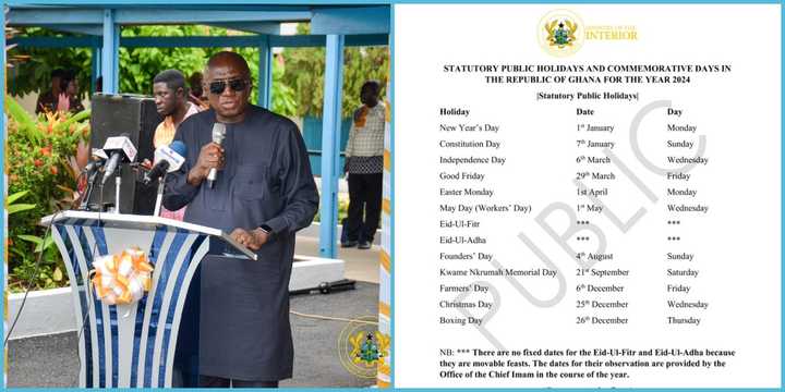Ghanaians To Enjoy 13 Public Holidays In 2024 According To A Ministry