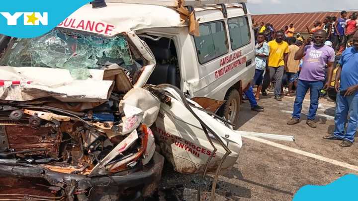 Many dead after road crash involving ambulance and a bus from Kumasi